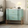 Christopher Knight Home Canyon Modern Nightstand with Golden Metal Handles and Legs, Bedside Table/End Table for Bedroom/Living Room, Multipurpose Storage Cabinet with 2 Drawers, Orange(Green)