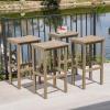 Christopher Knight Home Caribbean Outdoor 30″ Acacia Wood Barstools, 4-Pcs Set, Grey Finish