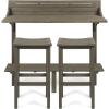 Christopher Knight Home Caribbean Outdoor Acacia Wood Balcony Bar Set, 3-Pcs Set, Grey Finish