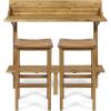 Christopher Knight Home Caribbean Outdoor Acacia Wood Balcony Bar Set, 3-Pcs Set, Natural Stained Light Brown(Balcony Bar Set)