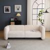 Christopher Knight Home Carine 83‘’ Sofa Couch, Cozy Boucle Fabric Upholstered 3-Seater Seating Sofa, Comfy Couches for Living Room and Office, Modern Oversized Loveseat, Curved Wave Design, White(Beige)
