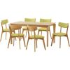 Christopher Knight Home Carmody Wood and Fabric 7 Piece Upholstered Dining Set, 20.25 “W x 20.25 “D x 31.5 “H, Natural Oak + Green Tea