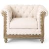 Christopher Knight Home Castalia Club Chair, Dark Brown + Natural 33.5D x 39W x 28H Inch(Beige + Dark Brown)