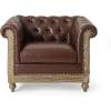 Christopher Knight Home Castalia Club Chair, Dark Brown + Natural 33.5D x 39W x 28H Inch(Dark Brown + Natural)