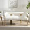 Christopher Knight Home Celen Modern Boucle Fabric Upholstered Loveseat with Round Armrest and Rubberwood Frame, Comfy Living Room 2-Seater Sofa, Space-Saving Couch for Hotel/Apartment, Green+Brown(Beige+natural)