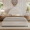Christopher Knight Home Celyn Modern Queen Size Bed Frame with Upholstered Headboard, Boucle Upholstered Platform Bed Frame Queen, Wooden Slat Panel Support, No Spring Box Needed, Easy Assembly, White(Twin)