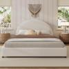 Christopher Knight Home Celyn Modern Queen Size Bed Frame with Upholstered Headboard, Boucle Upholstered Platform Bed Frame Queen, Wooden Slat Panel Support, No Spring Box Needed, Easy Assembly, White(Queen (U.S. Standard))