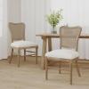 Christopher Knight Home Collda Modern Upholstered Dining Chairs, Wicker Backrest, Vintage Style for Homebar Living Room Kitchen Counter (Set of 2), Dark Brown+Beige