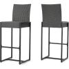 Christopher Knight Home Conrad Outdoor Wicker Barstools, 2-Pcs Set, Grey