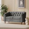 Christopher Knight Home Contemporary Tufted and Diamond Stitching Fabric Loveseat,Tub-Design 2-Seater Sofa, Removable Cushions, Birch Wood Legs, Square Arms, Beige and Espresso(Grey)