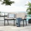 Christopher Knight Home Dessa Patio Plastic Loveseat, Lightweight Couch, 2 Seat Sofa, Open Slats Panel Armchair, Comfort Outdoor Loveseat with Cushions for Backyard Garden Balcony, 550lbs Black+Beige(Black+beige)