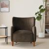 Christopher Knight Home Dolly Mid-Century Modern Velvet Upholstered Wingback Club Chair, Living Room Lounge Chair for Relaxation, Reading Armchair, Solid Wood Living Room Accent Chair, Dark Brown(Dark Brown)