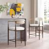 Christopher Knight Home Ebany 25″ Barstools Set of 2, Metal Frame Counter Stool, Upholstered Bar Chair, Curved Back Barstool, Open Design Counter Stool for Kitchen Dining Island Table, Beige+Black(Beige+gold)