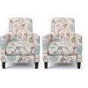 Christopher Knight Home Emmie Fabric Recliner (Set of 2), Light Beige with Blue Floral, Dark Brown