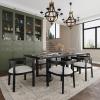 Christopher Knight Home Evat 7-Piece Wooden Dining Table Set for 6, Modern Kitchen Table and Chair Set for 6, Contemporary Dinning Room Furniture Set with 6 Upholstered Armchairs, Black+Cream