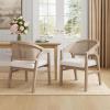 Christopher Knight Home Faritel Modern Wooden Dining Chairs Set of 2, Fabric Upholstered Kitchen Side Armchairs, Living Room Comfy Reading Chair with Curved Rattan Back, Walnut+Beige(Light Ash+beige)
