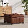 Christopher Knight Home Faux Leather Storage Ottoman Square Ottoman End of Bed Ottoman Cube for Bedroom Entryway Foot Rest Stool with Hinged Lid 30.25″ x 30.25″ x 18″, Brown(Cognac Brown + Dark Brown)