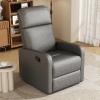 Christopher Knight Home Gaius Modern Fabric Upholstered Manual Push Back Recliner Chair, Wooden Gliding Home Theater Seating, Comfy Reading Chair, Deep Seating Single Sofa Accent Chair, Beige+Blue(Slate Grey)