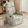 Christopher Knight Home Gaius Modern Fabric Upholstered Manual Push Back Recliner Chair, Wooden Gliding Home Theater Seating, Comfy Reading Chair, Deep Seating Single Sofa Accent Chair, Beige+Blue(Beige+blue)