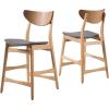 Christopher Knight Home Gavin Counter Chairs, 2-Pcs Set, Dark Grey / Oak Finish