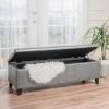 Christopher Knight Home Glouster Upholstered Storage Ottoman Bench, Forest Green Velvet, Matte Black(Pu dark Grey)