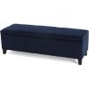 Christopher Knight Home Glouster Upholstered Storage Ottoman Bench, Forest Green Velvet, Matte Black(Velvet dark Blue)