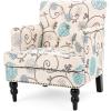Christopher Knight Home Harrison Fabric Tufted Club Chair, White / Blue (29.5″D x 28″W x 33.5″H)(Floral)