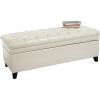 Christopher Knight Home Hastings Tufted Leather Storage Ottoman, Ivory
