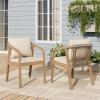 Christopher Knight Home Hawes Acacia Wood Outdoor Dining Chair Set of 2 with Cushion, Wooden Patio Dining Armchair Set with Rope Woven Backrest, Patio Furniture Set for Outdoor Dinner,Light Teak+Cream