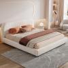 Christopher Knight Home Hazel King Size Velvet Bed, Upholstered King Size Platform Bed, Wooden Frame, Soft Velvet Headboard, Slats Panel Support, No Box Spring Needed, Easy Assembly, Olive Green(White)