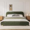 Christopher Knight Home Hazel King Size Velvet Bed, Upholstered King Size Platform Bed, Wooden Frame, Soft Velvet Headboard, Slats Panel Support, No Box Spring Needed, Easy Assembly, Olive Green(Olive Green Velvet)