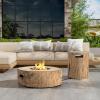 Christopher Knight Home Hearth Concrete Patio Fire Bowl, Outdoor Fire Pit and Tank Holder Set, Lightweight Concrete Tank Table, 30000BTU Round Fire Pit, Woodlike Texture, No Assembly Needed, Brown