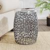 Christopher Knight Home Helast Aluminium Side Table, 14.00” W Round Sofa Side Table, Modern Indoor Accent Table for Living Room Bedroom Home Office, Abstract Hollow, Gold(Silver)