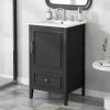 Christopher Knight Home Henie 20″ Bathroom Vanity with Ceramic Sink, Storage Cabinet with Door Organizer, Drawer, Acacia Wood Legs & MDF Wood, Space-Saving, Open Back, Adjustable Foot Pads, Black(Black)