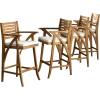 Christopher Knight Home Hermosa Acacia Wood Outdoor Barstools, 4-Pcs Set, Teak Finish
