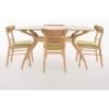 Christopher Knight Home Idalia Curved Leg Rectangular Dining Set, 5-Pcs Set, Natural Walnut / Light Beige(Green Tea)