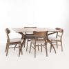 Christopher Knight Home Idalia Curved Leg Rectangular Dining Set, 5-Pcs Set, Natural Walnut / Light Beige(Light Beige)