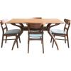 Christopher Knight Home Idalia Curved Leg Rectangular Dining Set, 5-Pcs Set, Natural Walnut / Light Beige(Mint)