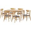 Christopher Knight Home Indoor Wood and Fabric 7 Piece Dining Set, Natural Oak and Dark Gray