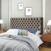 Christopher Knight Home Jezebel Headboard – Fully Upholstered, Queen / Full, Ivory(Grey / Black Steel)