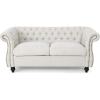 Christopher Knight Home Karen Traditional Chesterfield Loveseat Sofa, Emerald and Dark Brown, 61.75 x 33.75 x 27.75(Beige)
