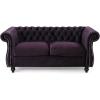 Christopher Knight Home Karen Traditional Chesterfield Loveseat Sofa, Emerald and Dark Brown, 61.75 x 33.75 x 27.75(Blackberry)