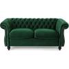 Christopher Knight Home Karen Traditional Chesterfield Loveseat Sofa, Emerald and Dark Brown, 61.75 x 33.75 x 27.75(Emerald)