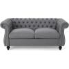 Christopher Knight Home Karen Traditional Chesterfield Loveseat Sofa, Emerald and Dark Brown, 61.75 x 33.75 x 27.75(Grey)