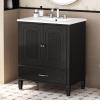 Christopher Knight Home Kayon 30″ Bathroom Vanity with Ceramic Sink, Acacia Wood Frame, Storage Cabinet with Door Organizers, Adjustable Shelf and 1 Drawer, Soft-Closing Door, Dark Green(Black)