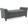 Christopher Knight Home Keiko Fabric Armed Storage Bench, Dark Grey, 19.50”D x 50.00”W x 19.25”H(Bench)