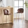 Christopher Knight Home Kira Indoor Upholstered Barstool with Metal Frame Set of 2, Bar Chairs Kitchen Stools, Comfy Fabric Bar Seating for Island Home Office, 29.5”Seat Height, Beige+Gold(Dark Brown+gold)