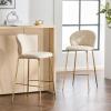 Christopher Knight Home Kira Indoor Upholstered Barstool with Metal Frame Set of 2, Bar Chairs Kitchen Stools, Comfy Fabric Bar Seating for Island Home Office, 29.5”Seat Height, Beige+Gold(Beige+gold)