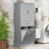 Christopher Knight Home Kirin Bathroom Storage Cabinet with 2 Baskets, Toilet Organzier with Adjustable Shelf, MDF Wood Frame, Soft-Closing Door, Space-Saving Furniture, Hotel/Apartment, Grey(Grey)