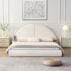 Christopher Knight Home Koma Queen Bed Frame Full Size, Boucle Upholstered Bedframe with Headboard, Unique Arch Shape Wooden Bed Base with Small Table, Easy Assembly, No Boxing Spring Needed, Beige